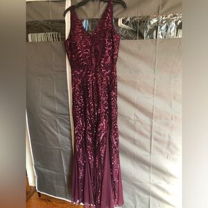 Nightway Sequins Evening Gown.  Maroon Color and Size 10.